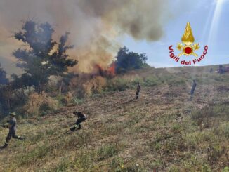 Incendio Valfabbrica Collemincio: fuoco minaccia azienda agricola