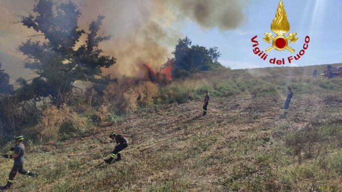 Incendio Valfabbrica Collemincio: fuoco minaccia azienda agricola