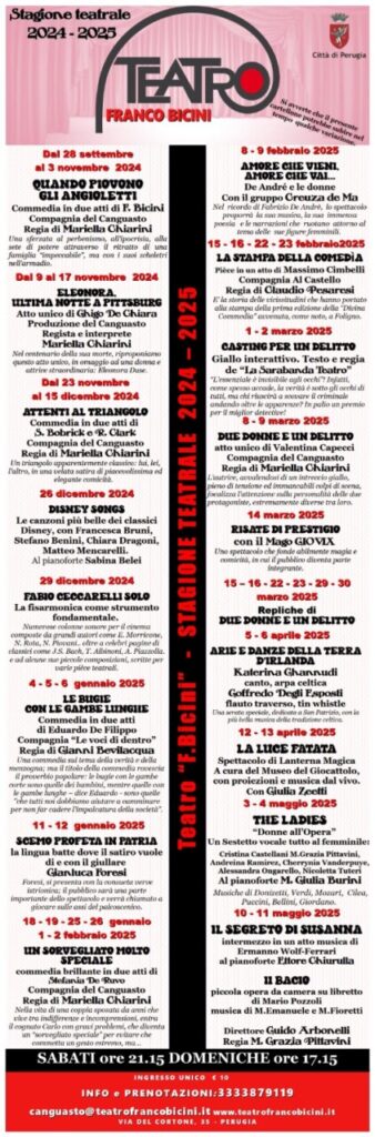 A settembre riparte la stagione 2024-2025 del Teatro Bicini
