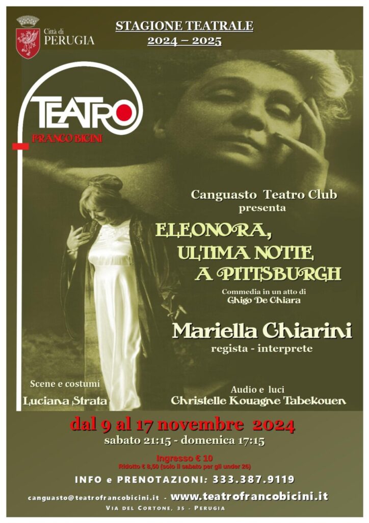 Eleonora, ultima notte a Pittsburgh in scena al Teatro Bicini
