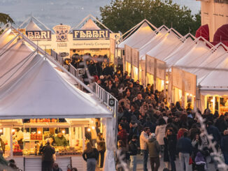 Eurochocolate video drone su stand cioccolata a Corso Vannucci