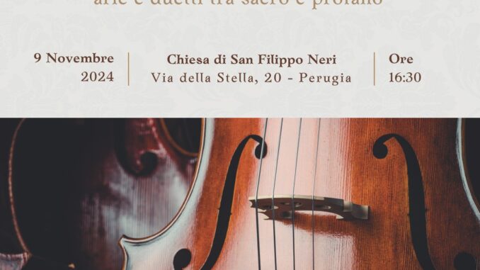 “Note Barocche”, nuovo concerto il 9 novembre 2024 a Perugia