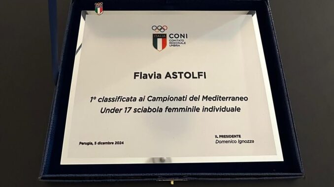 Flavia Astolfi premiata al CONI Umbria per i suoi successi