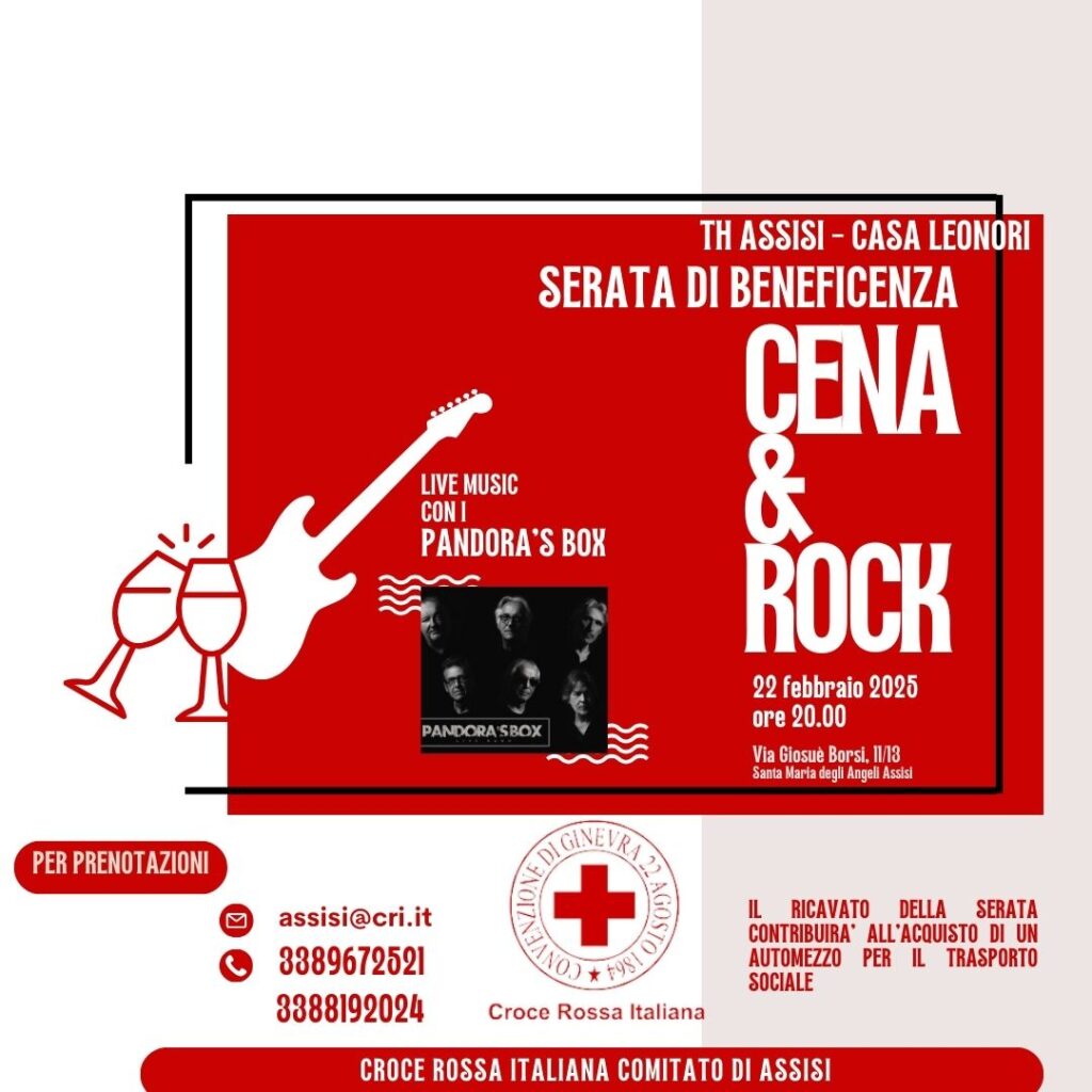 "Cena & Rock", serata di solidarietà con la Croce Rossa di Assisi