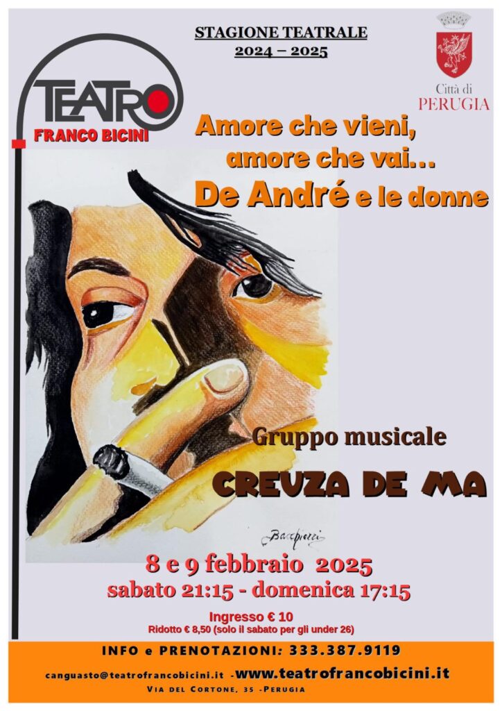 Al Teatro Bicini, il ricordo in musica di Fabrizio De Andrè