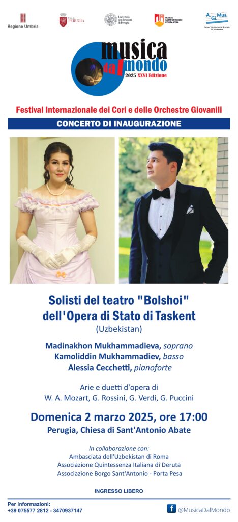 Musica dal Mondo 2025 apre con Solisti Teatro "Bolshoi" dell'Opera di Stato di Taskent