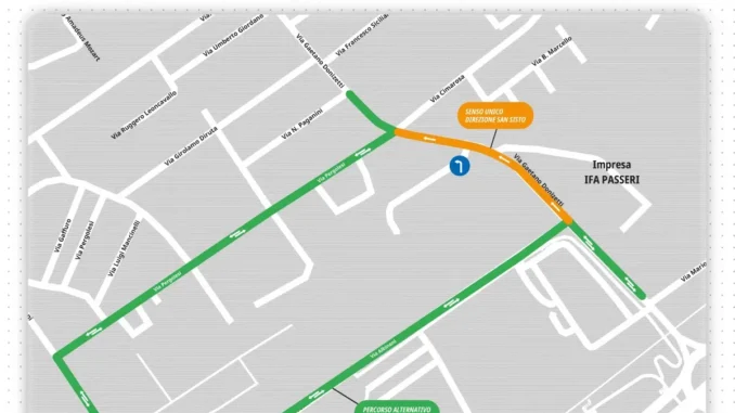 Modifiche alla viabilità su via Donizetti per il Metrobus