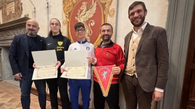 Premiati i campioni europei di karate Asia Pergolesi e Emanuel Romagnoli