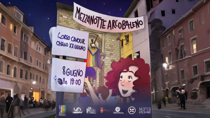 Mezzanotte Arcobaleno a Borgo Bello in vista dell’Umbria Pride
