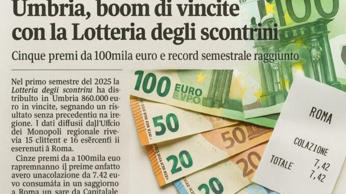 Boom di vincite con la Lotteria degli scontrini in Umbria