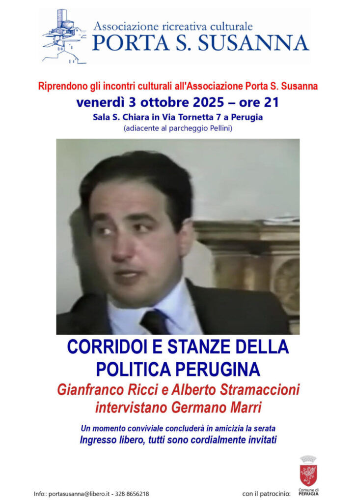 Germano Marri, incontro all’Associazione Porta S. Susanna