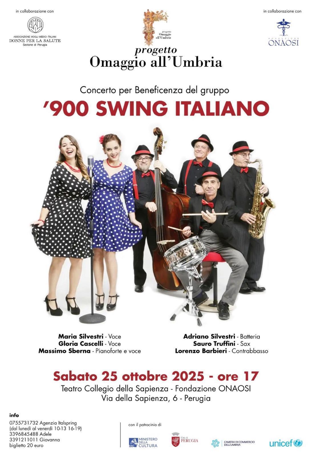 Swing Italiano d'Autore: concerto benefico a Perugia