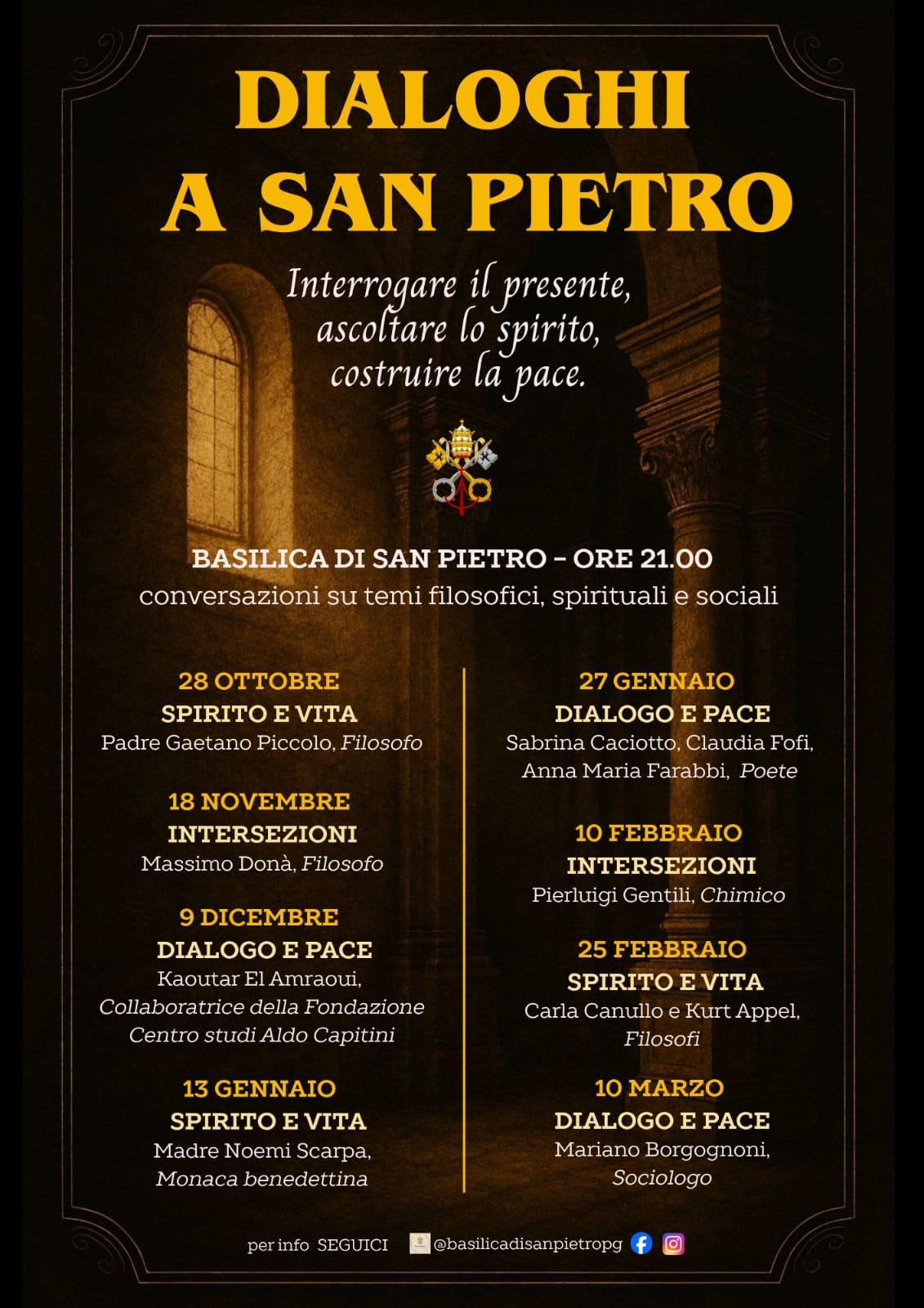 Dialoghi a San Pietro: filosofia e pace al centro degli incontri