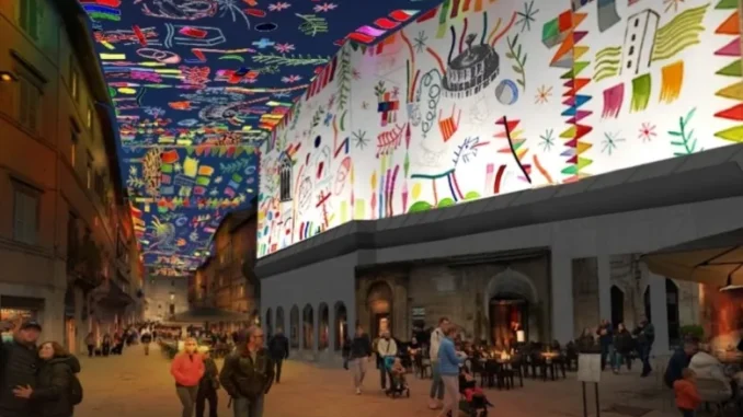 Le luminarie di Paladino accendono il Natale a Perugia