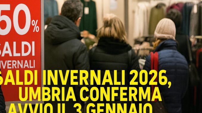 Saldi invernali 2026, Umbria conferma avvio il 3 gennaio