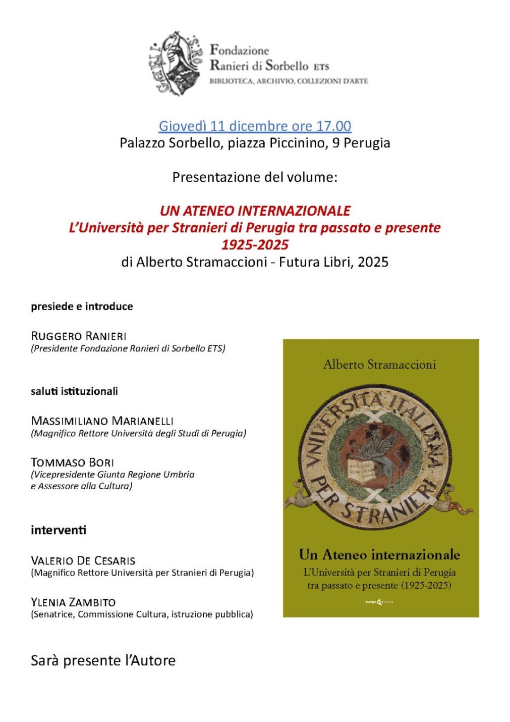 Presentazione del volume di Alberto Stramaccioni a Perugia