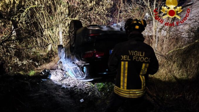 Incidente auto ribaltata a Monteleone, arriva elisoccorso Nibbio