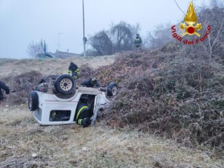 Incidente Norcia auto ribaltata, Vigili del Fuoco in intervento rapido