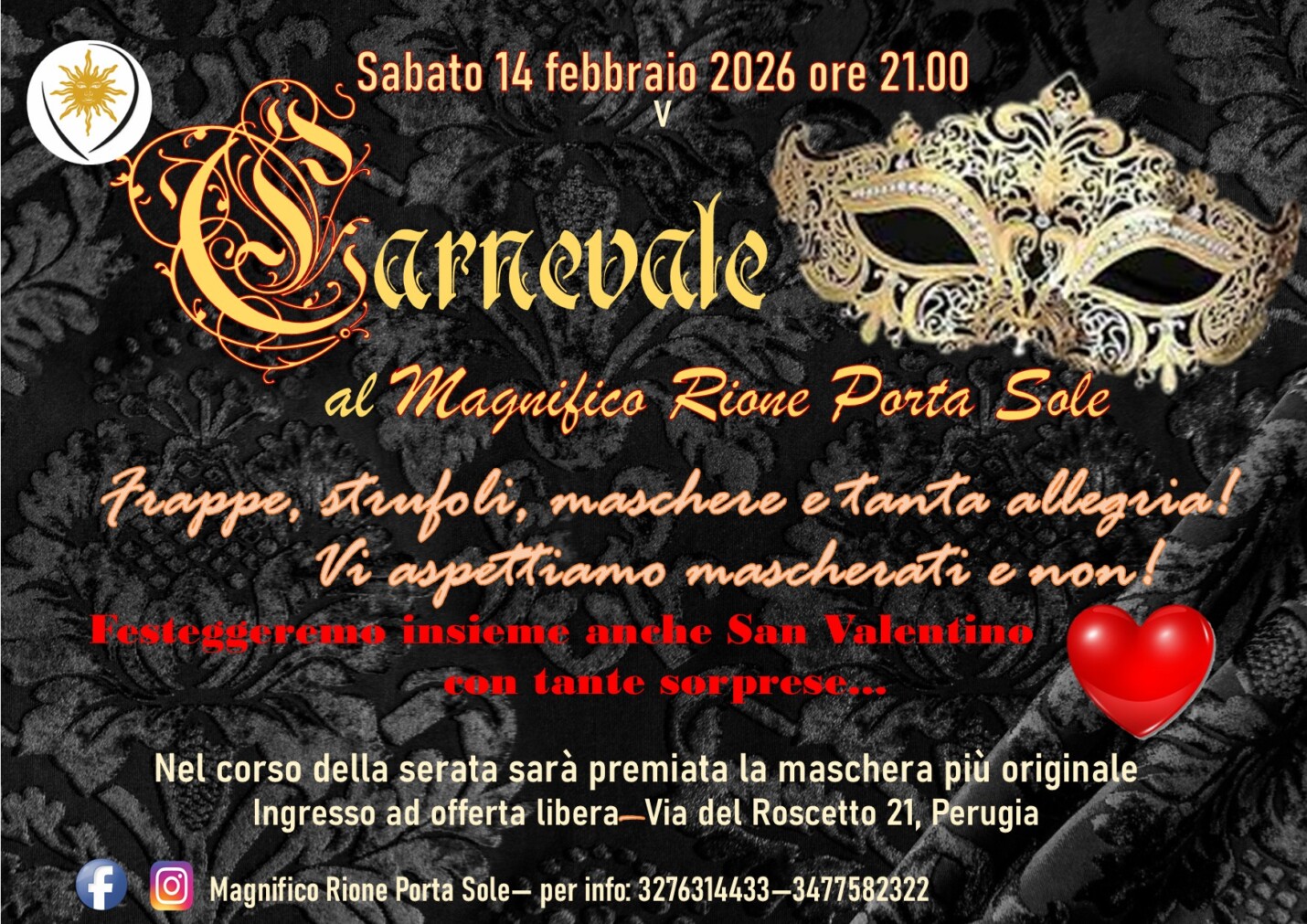 Carnevale e amore s’intrecciano nel Rione di Porta Sole
