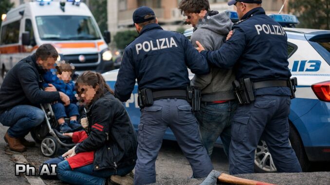 Prende ad accettate una famiglia, paura in via Pellini a Perugia 21enne denunciato dalla Polizia