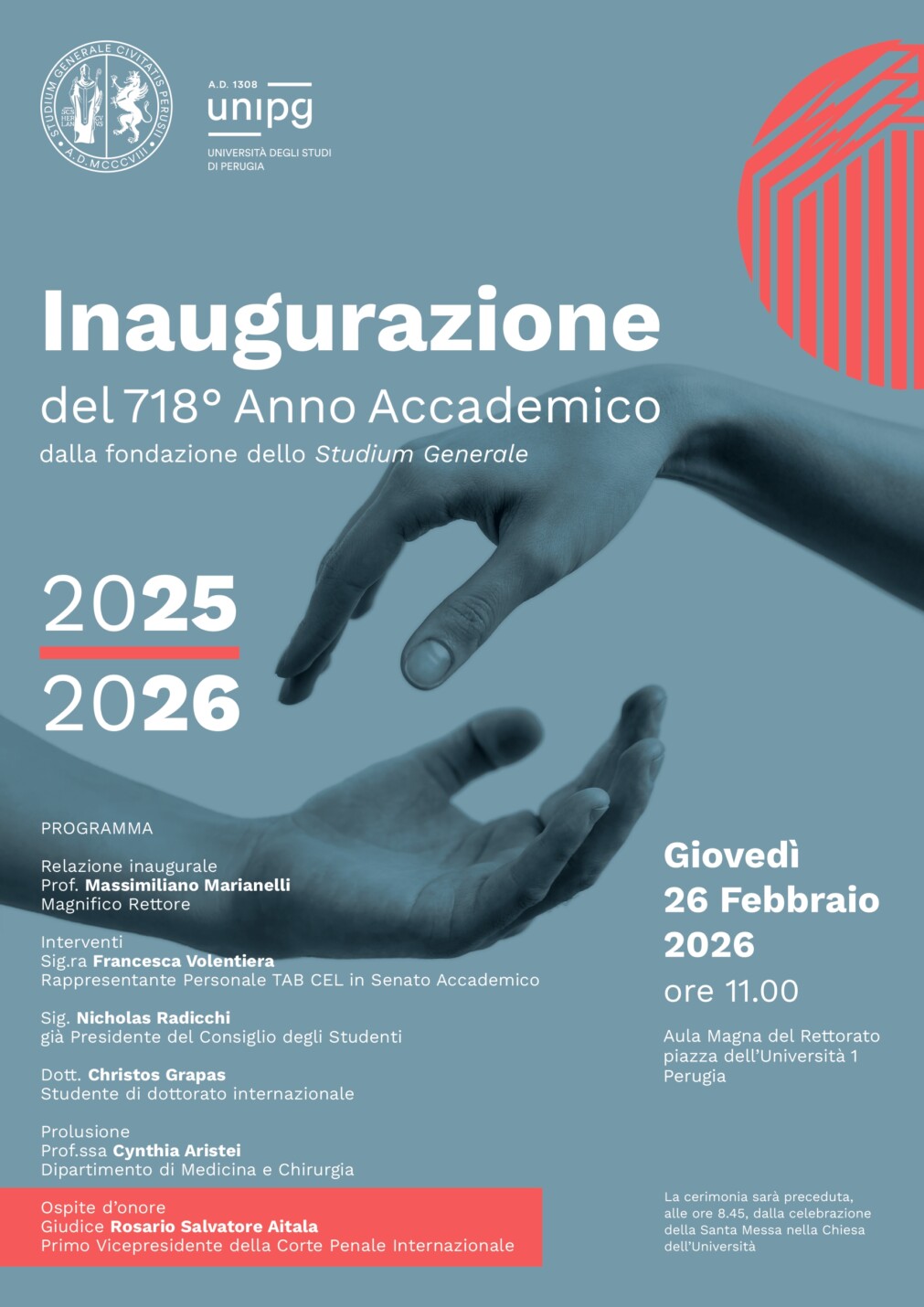 Ateneo: Perugia inaugura l'anno accademico con il Giudice Aitala