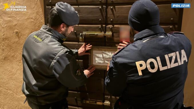 Locale sequestrato nel centro storico a Perugia