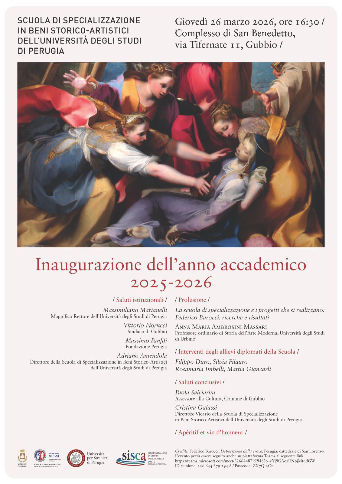 Inaugurazione AA 2025-2026 Scuola Beni Culturali a Gubbio
