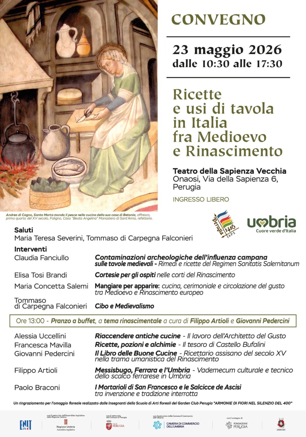 Perugia1416 lancia il convegno sulla storia della cucina