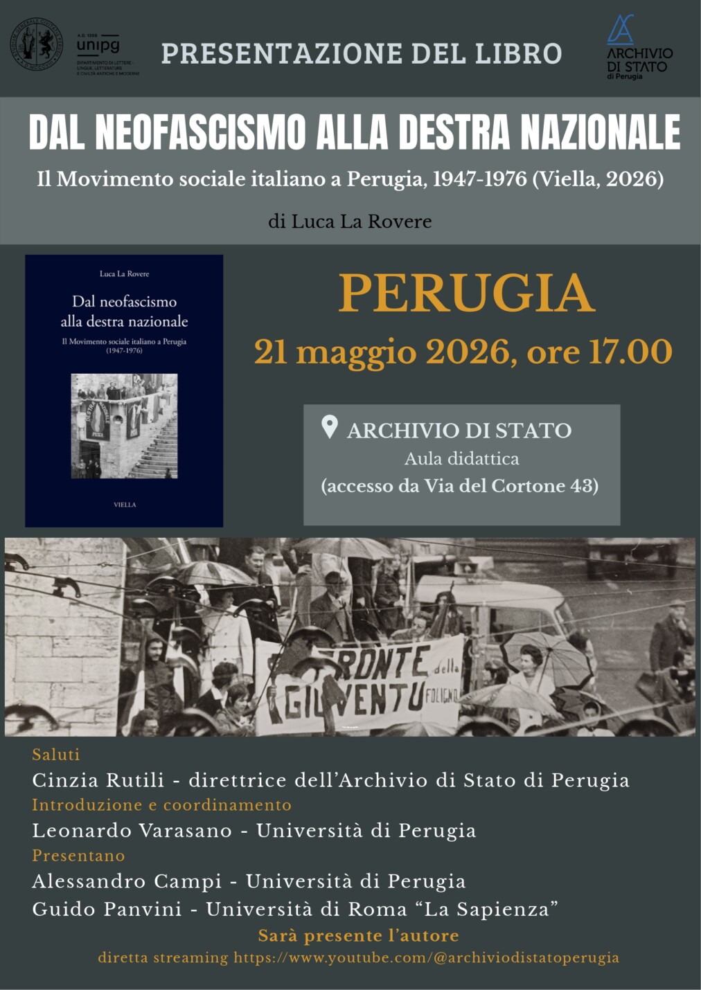 Luca La Rovere presenta il libro sul neofascismo perugino