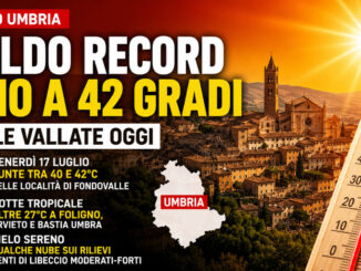 Caldo record, in Umbria attesi fino a 42 gradi nelle vallate oggi