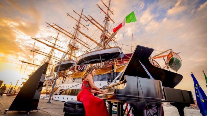 Cristiana Pegoraro a Baltimora sotto vele dell’Amerigo Vespucci