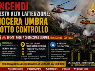 Incendi, resta alta l'attenzione: Nocera Umbra sotto controllo