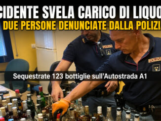 Incidente svela carico di liquori, due persone denunciate in A1!
