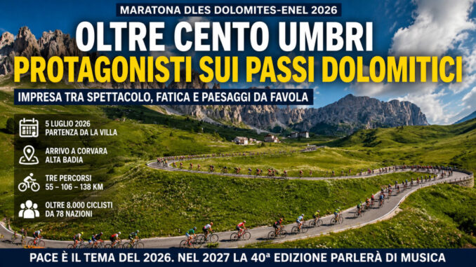 Oltre 100 umbri alla Maratona ciclistica delle Dolomiti Enel