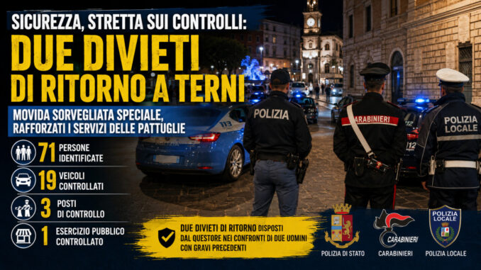 Sicurezza, stretta sui controlli: due divieti di ritorno a Terni