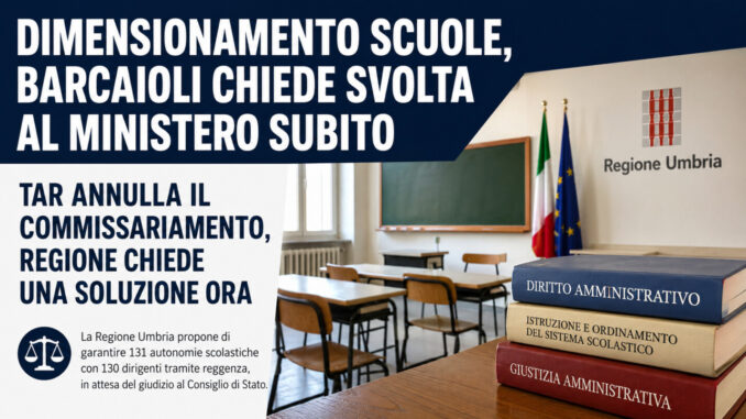 Dimensionamento scuole, Barcaioli chiede svolta al Ministero subito