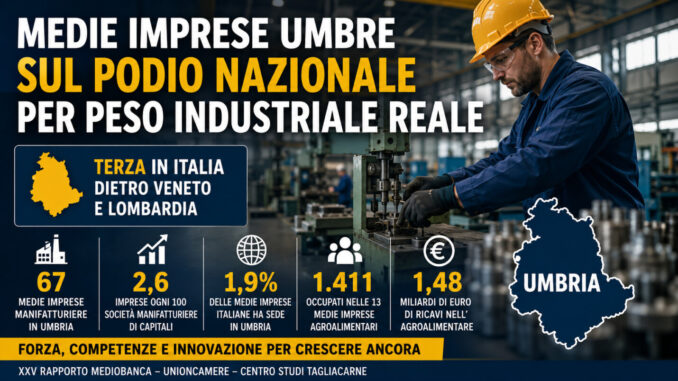 Medie imprese umbre sul podio nazionale per peso industriale reale