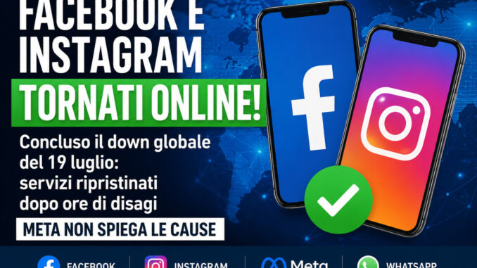 Facebook e Instagram tornati online, concluso il down globale Meta