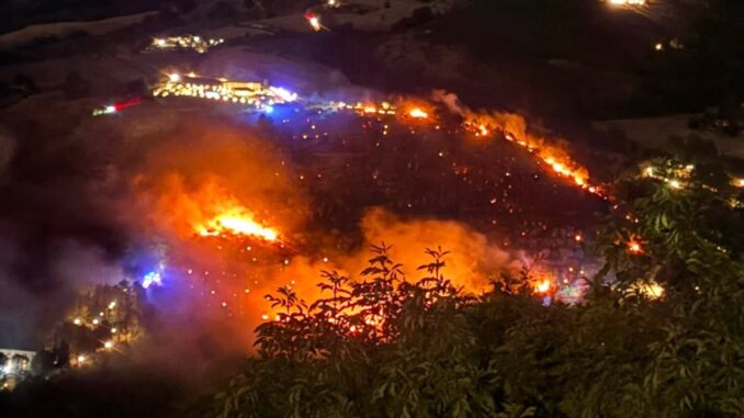 Incendio ad Assisi, fiamme nel Bosco di San Francesco e paura