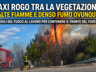Maxi rogo tra la vegetazione, alte fiamme e denso fumo ovunque