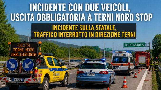 Traffico paralizzato sulla 675, chiusa carreggiata verso Terni