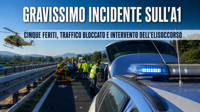 Incidente gravissimo in A1, cinque feriti si sono bambini
