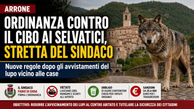 Ordinanza contro il cibo ai selvatici, stretta del sindaco ad Arrone