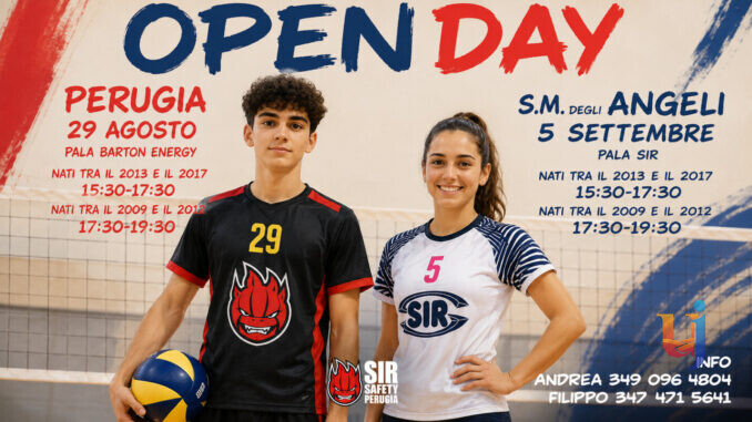 Sir Volley, Open Day gratuiti per giovani al PalaBarton 2026