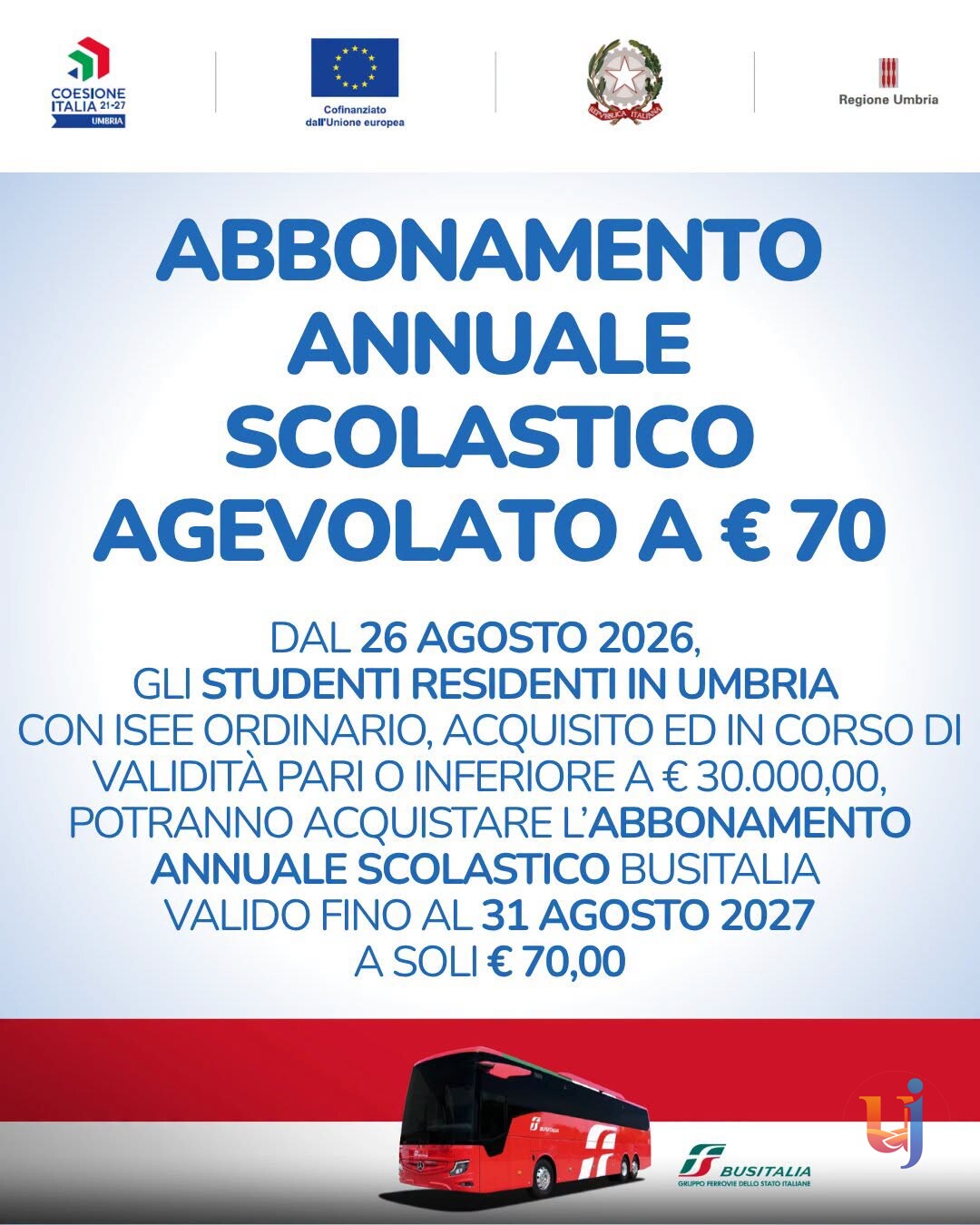 Trasporto scolastico a 70 euro misura equa per famiglie umbre