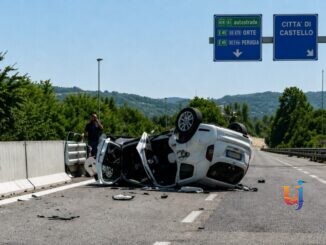 Auto ribaltata sulla E45: morto il conducente a Città di Castello