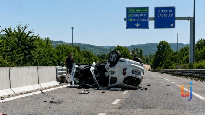 Auto ribaltata sulla E45: morto il conducente a Città di Castello