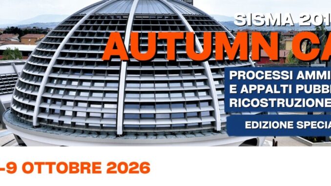 Autumn Camp su appalti e ricostruzione, tre giorni a Foligno