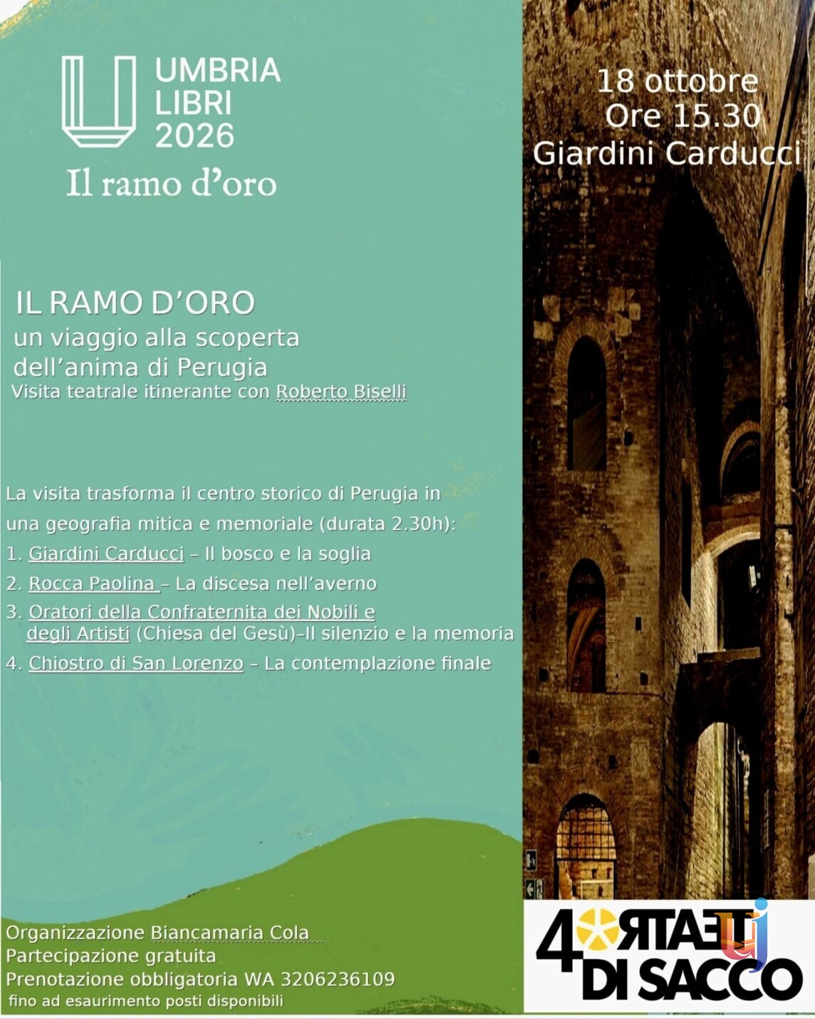 UmbriaLibri 2026 un reading itinerante nel cuore di Perugia