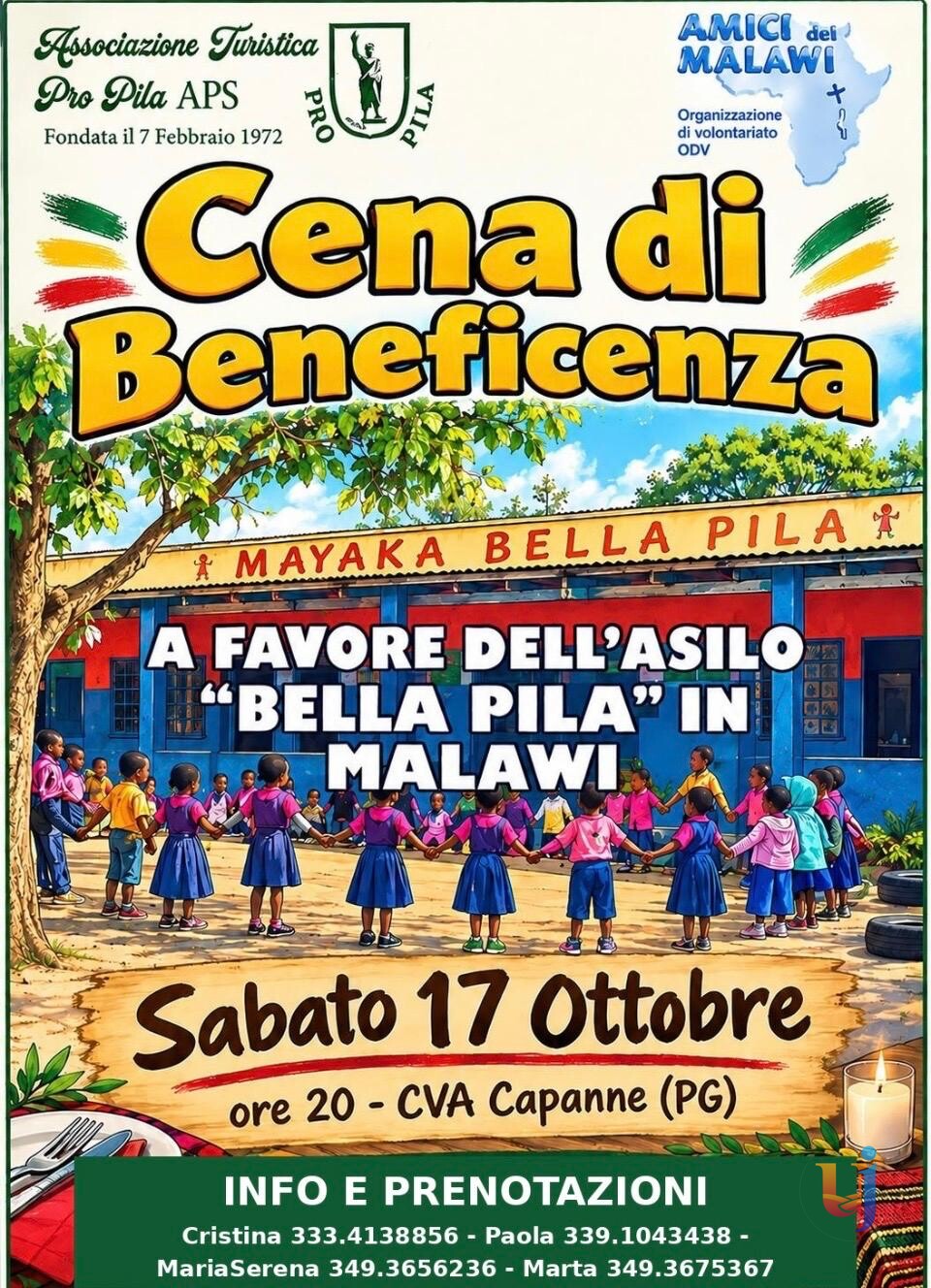 Cena di Beneficenza pro Malawi a sostegno dell'asilo